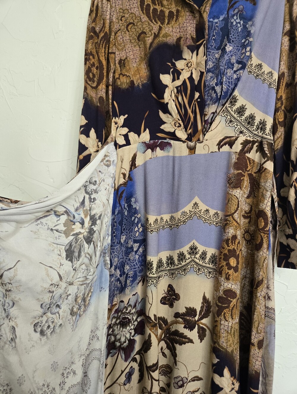 Kobi Halperin Sadie Asymmetric Floral Wrap Skirt Blue Brown Midi Dress, S - Picture 6 of 11